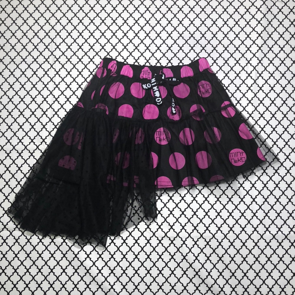 Mint Neko Pink Dot Rare Asymmetrical Skirt <3